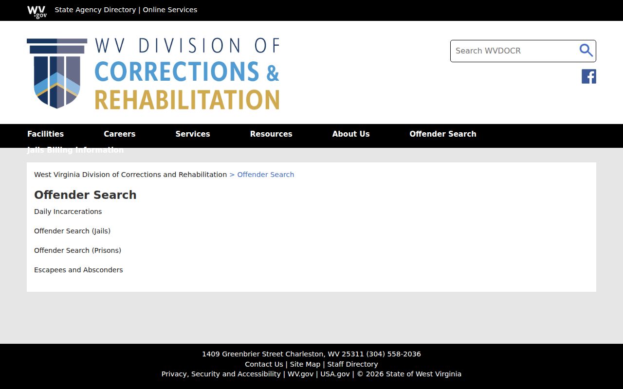 West Virginia corrections search hub for Wood County resident lookup research