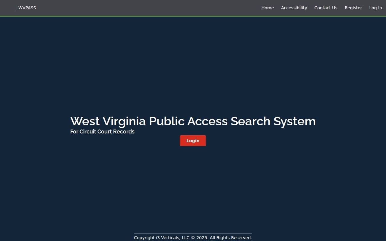 WVPASS West Virginia circuit court search entry screen for Wood County resident lookup